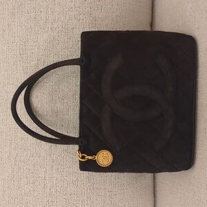 Chanel Black Suede Zip Tote